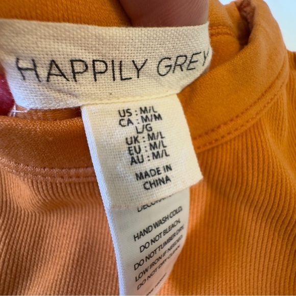 Happily Grey Women's Sleeveless Ribbed Crew Neck Bodysuit Orange Size M/L - Picture 11 of 12